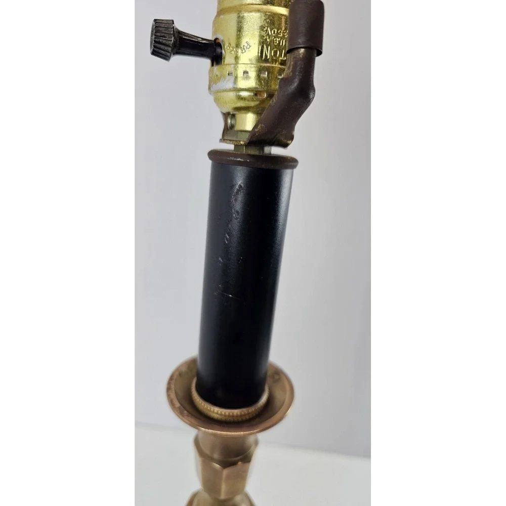 Vintage Brass‎ & Black Candlestick Table Lamp Hollywood Regency 29